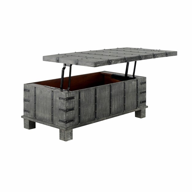 Santiago Rustic Lift Top Coffee Table With Hidden Storage Weathered Gray Finish Treasure Trove Accents