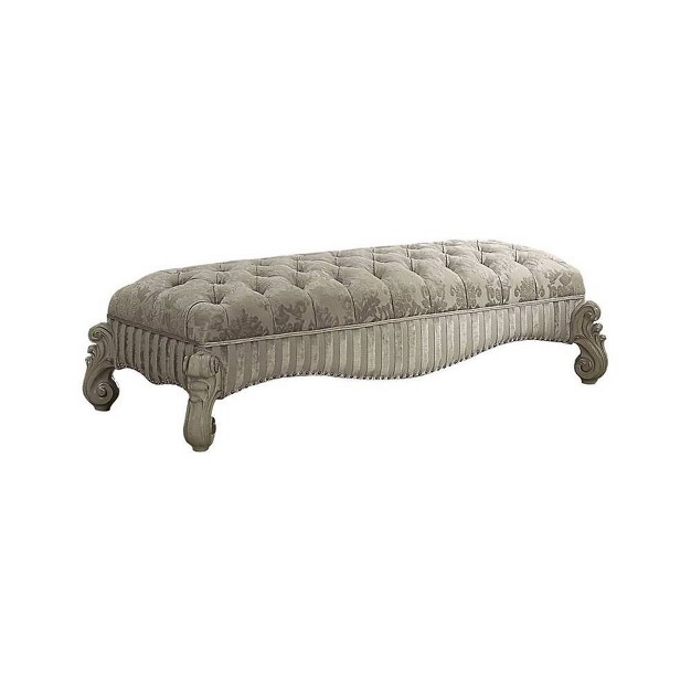 Versailes Fabric Bench Ivory bone White Acme Furniture