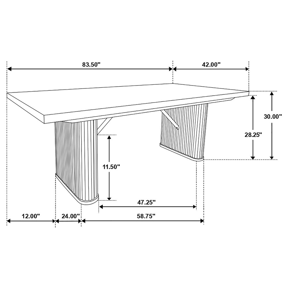 Coaster Furniture Catherine Rectangular Double Pedestal Dining Table Black   83.50'' x 41.75'' x 30.00''