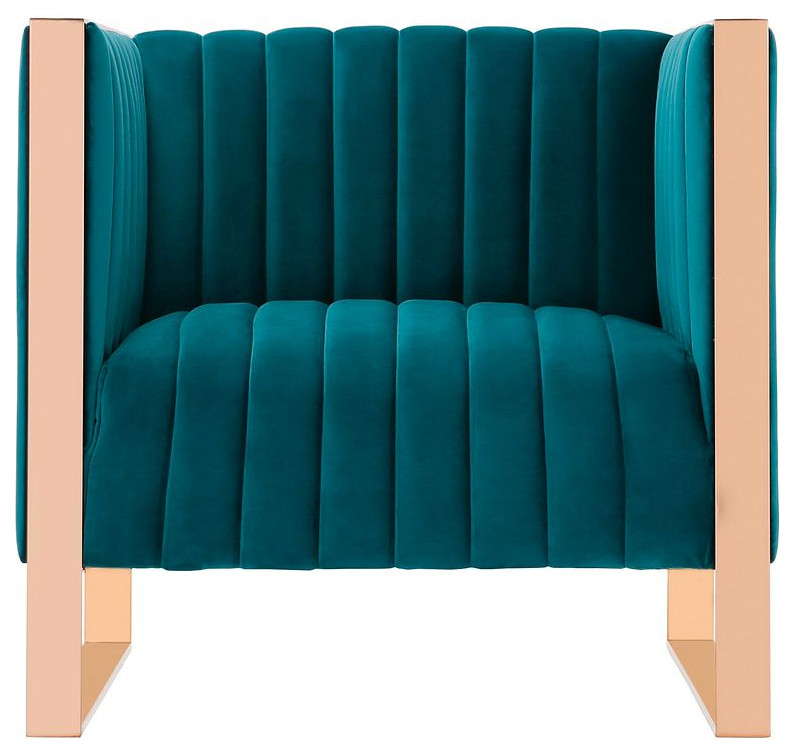 Trillium Accent Chair  Teal and Rose Gold   Contemporary   Armchairs And Accent Chairs   by PARMA HOME  Houzz