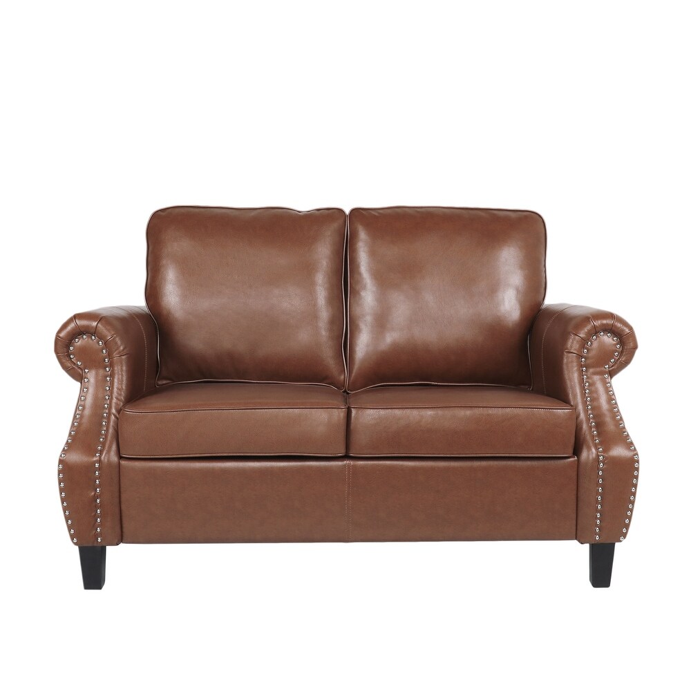 Lawton Faux Leather Loveseat with Nailhead Trim by Christopher Knight Home