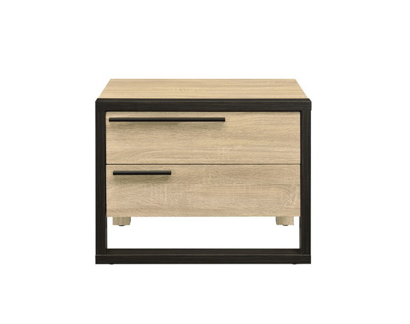 ACME Erasto Accent Table  Oak   Black Finish 97962