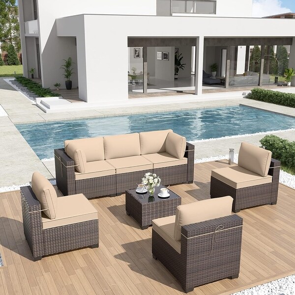 Kullavik 7Piece Rattan Patio Furniture Set Sofa