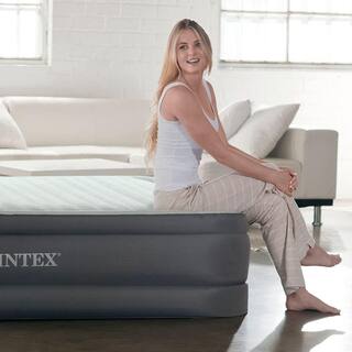 Intex Full PremAire I Fiber-Tech Elevated Air Mattress Bed with Built-In Pump 64903ED