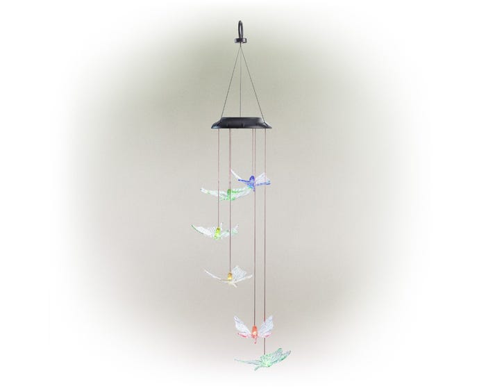 Alpine Solar Butterfly Mobile with Color-Changing LEDs - QLP842SLR-CC