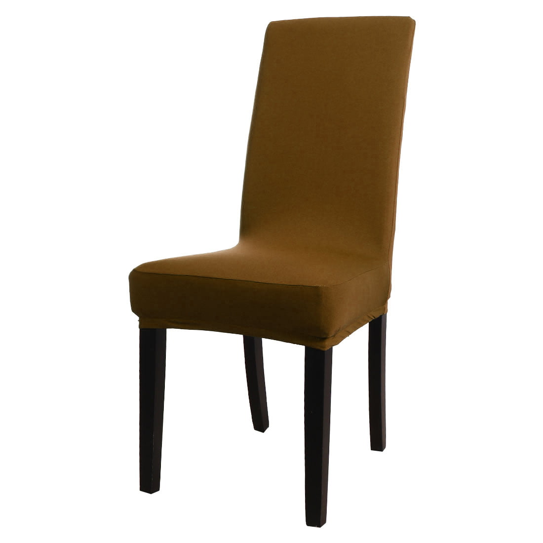 PiccoCasa Stretch Spandex Dining Chair Cover Short Seat Slipcover, Medium Brown