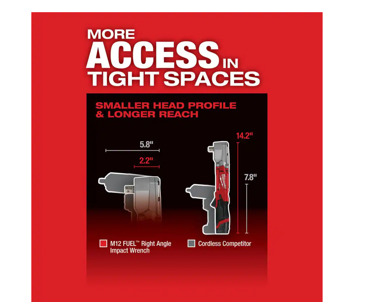 Milwaukee 2565P-20 M12 FUEL 12V Lithium-Ion Brushless Cordless 1/2 in. Right Angle Impact Wrench with Pin Detent (Tool-Only)