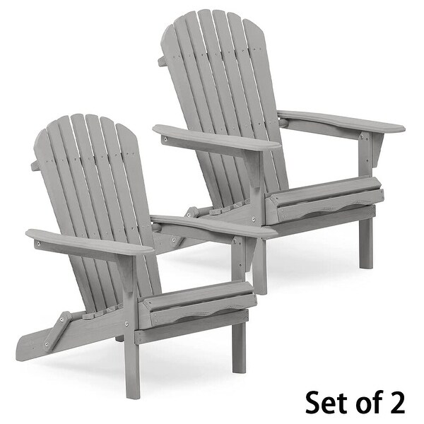 Wood Folding Adirondack Chair Set of 2， Lounge Chair for Outdoor - 31