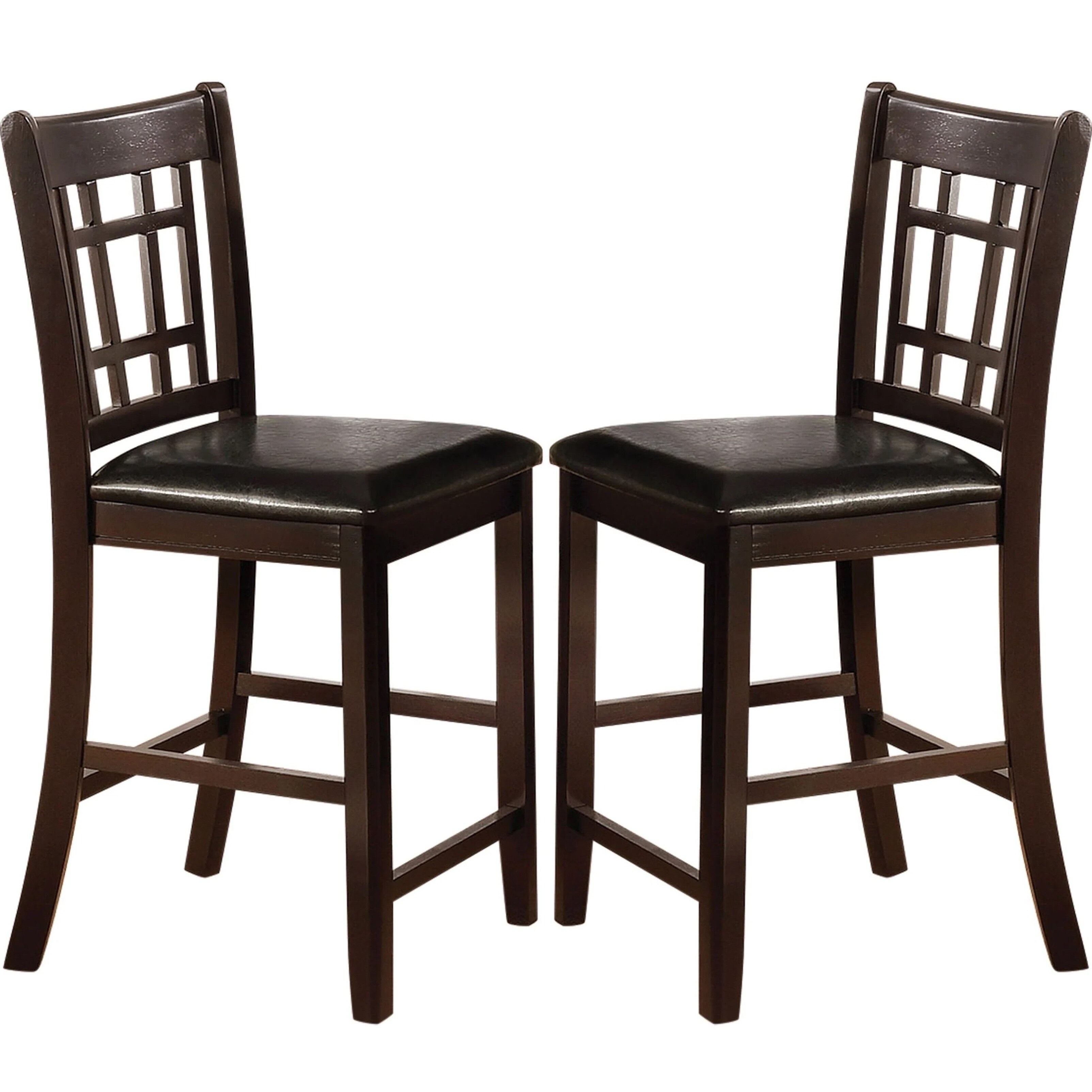 Espresso Counter Height Dining Stools with Black Upholstered Seats (Set of 2) - Set of 2