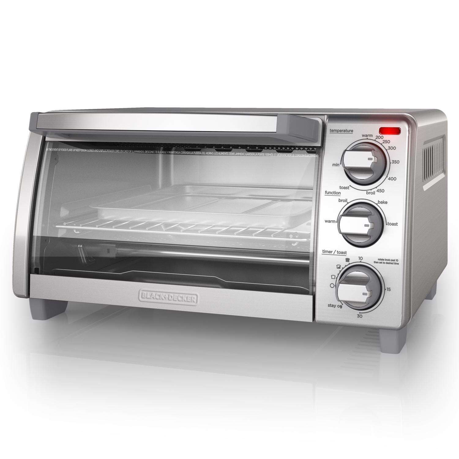 Black+Decker Stainless Steel Silver Toaster Oven 9.33 in. H X 11.97 in. W X 17.2 in. D