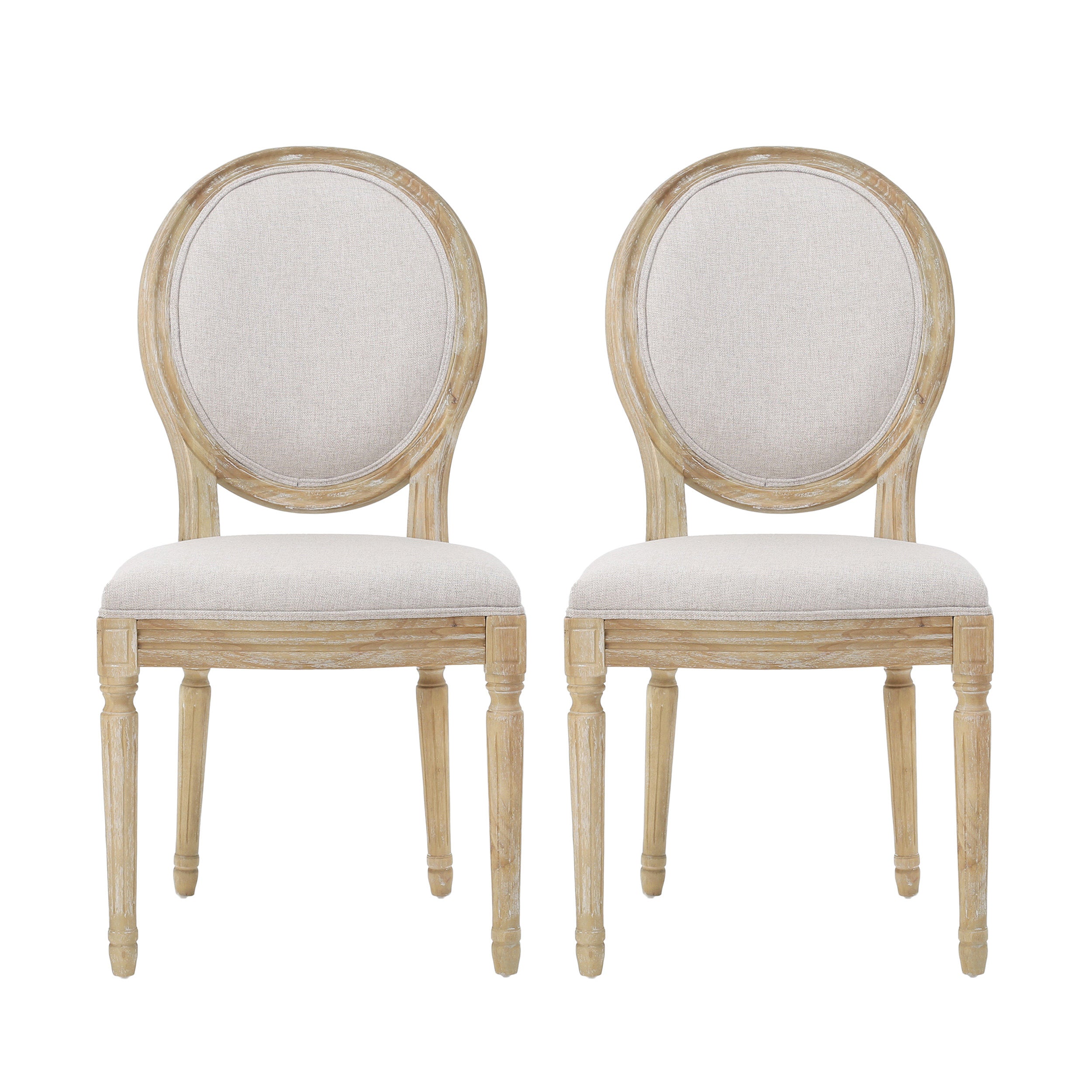 Phinnaeus French Country Fabric Dining Chairs (Set of 2)