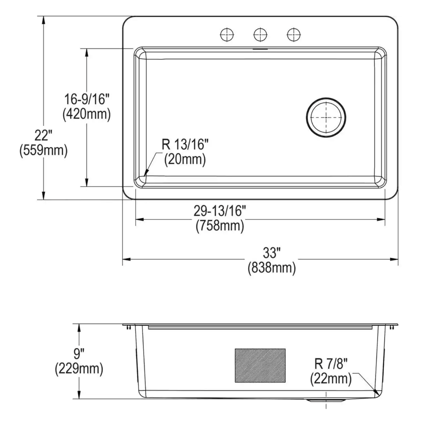 Elkay Avenue Drop-in/Undermount Stainless Steel 33 in. Single Bowl Kitchen Sink with Bottom Grid