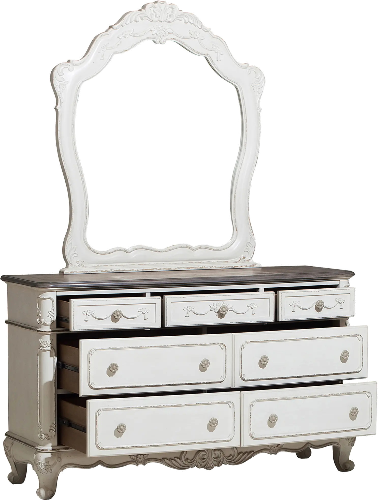 Madi Traditional Antique White Dresser