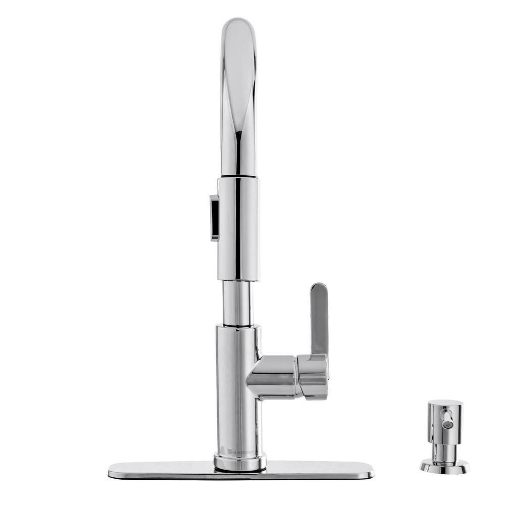 Glacier Bay Paulina Single-Handle Pull-Down Sprayer Kitchen Faucet with TurboSpray FastMount and Soap Dispenser in Chrome HD67780-1001