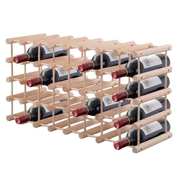 Wood Wine Rack 40 Bottle Stackable Storage Stand Wine Display Shelves