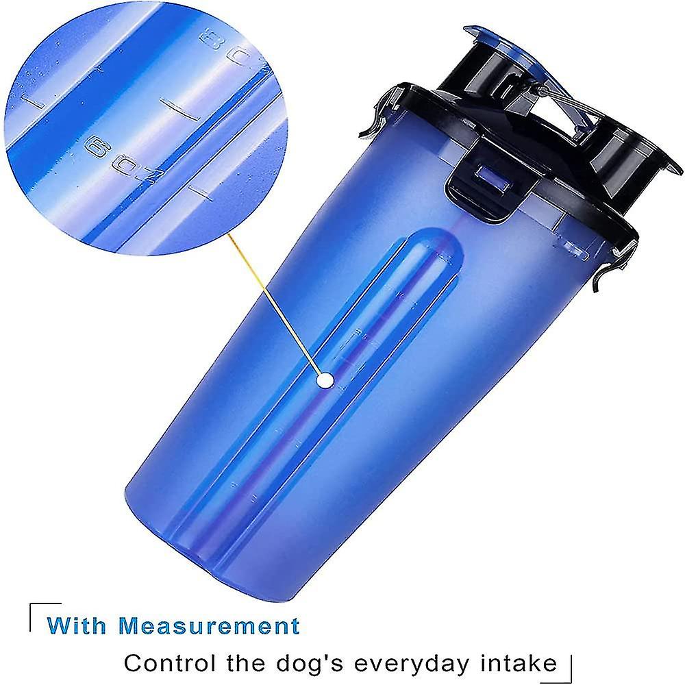 Miman Portable Dog Water Bottle.with 2 Collapsible Bowls.2 In 1 Water Bottle And Food Blue