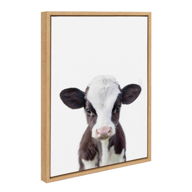 X 24 quot Sylvie Baby Cow Portrait Framed Canvas By Amy Peterson Natural Kate amp Laurel All Things Decor