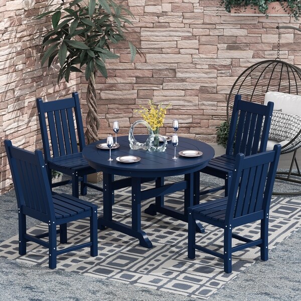 Polytrends Laguna Hdpe All Weather Outdoor Patio Dining Set with Round Table，Armless Chairs (5Piece Set)