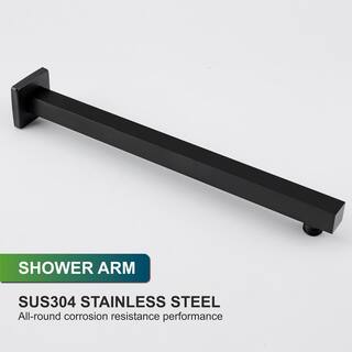 Aurora Decor Amo 16 in. Wall Mount Shower Arm and Flange in Matte Black DSMDHD2A25119B