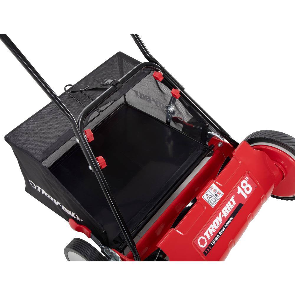 Troy-Bilt 18 in. Manual Walk Behind Reel Lawn Mower with Grass Catcher TB18R