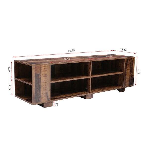 TV Stand for TVs up to 65-Inch， Modern Entertainment Center with 8 Open Shelves