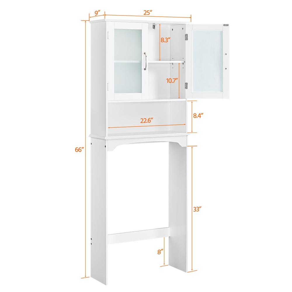 SmileMart Wooden Over the Toilet Storage Cabinet 3-Shelf for Bathroom， White