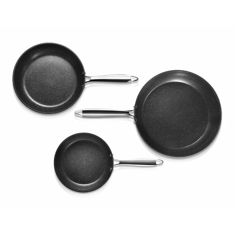 GRANITESTONE 7197 Professional 3-Piece Aluminum Ultra-Nonstick Hard Anodized Diamond Infused Fry Pan Set (8 in.， 10 in.， 12 in.)