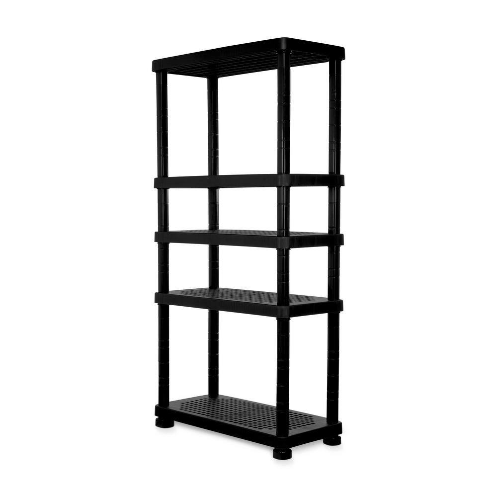 MQ Black 5-Tier Plastic Garage Storage Shelving Unit (36 in. W x 74 in. H x 17 in. D) 417-BLK