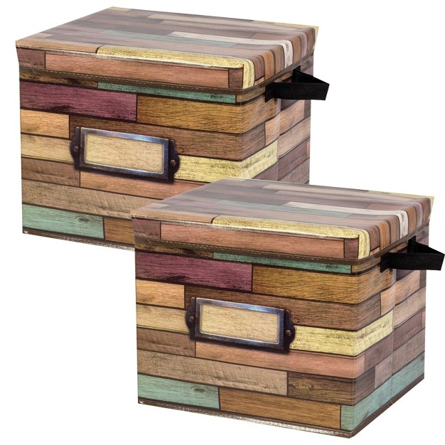 Teacher Created Resources Reclaimed Wood Design Storage Box Pack Of 2