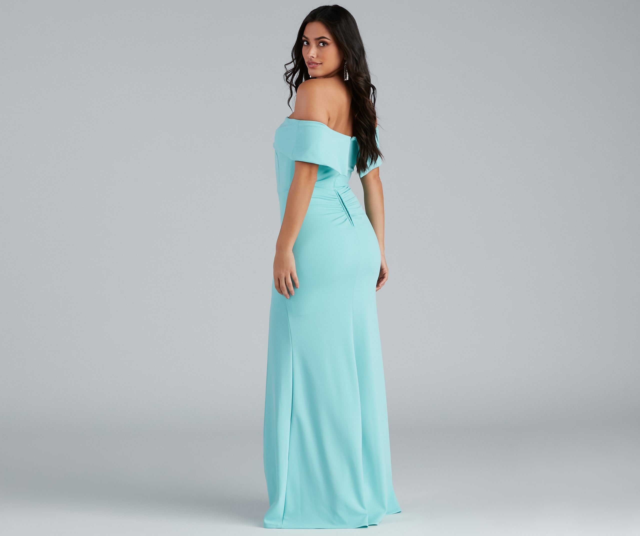 Coralie Off Shoulder Front Slit Dress