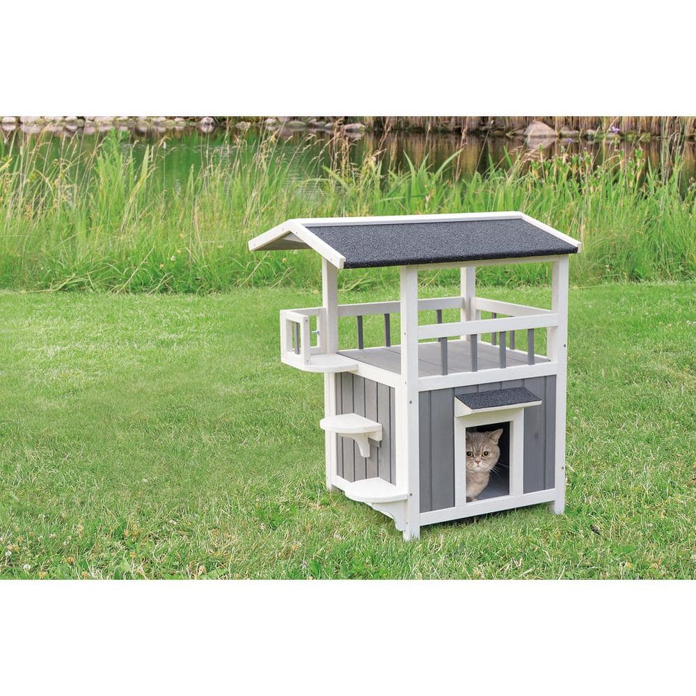 TRIXIE 25 in. x 21.5 in. x 29.75 in. Pet Home with Shade in Gray/White 44116