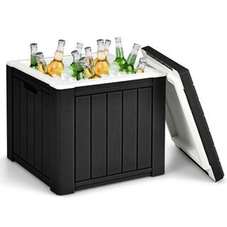 ITOPFOX 3-In-1 Patio 10 Gal. Ice Cube Cooler Box Table Stool Storage WHandle H2SA22OT020