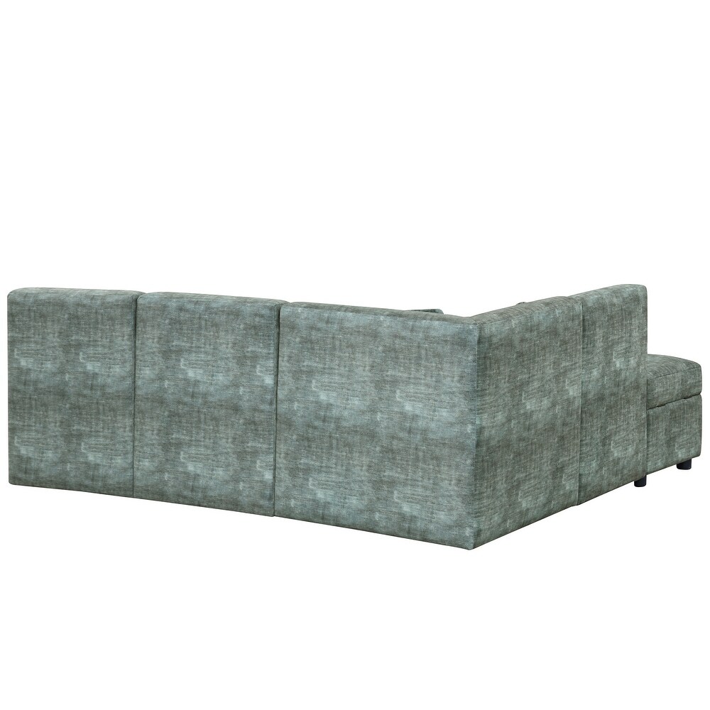 L shape Sectional Sofa Sets Chenille Corner Sofa with Ottomans