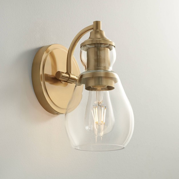 High Warm Brass Wall Sconce