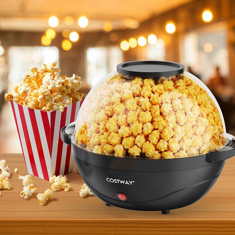 6QT Stirring Popcorn Popper Maker with Nonstick Plate