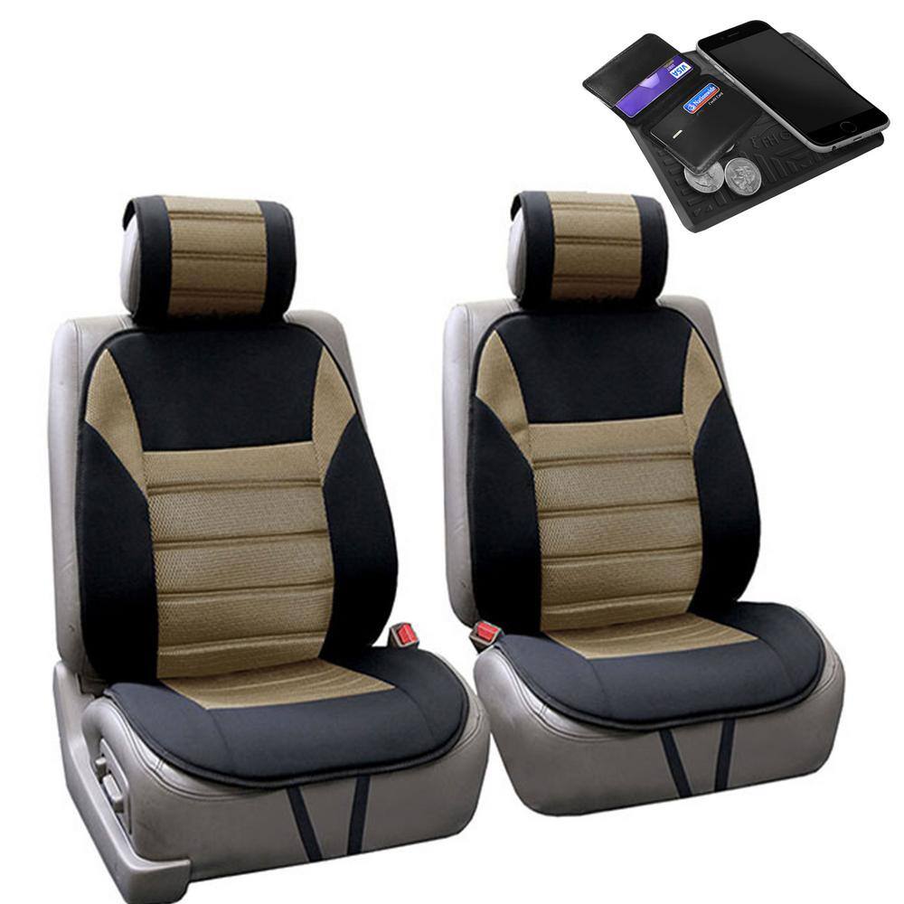 FH Group Polyester 47 in. x 23 in. x 1 in. Premium Front Seat Cushions DMFB201BEIGE102