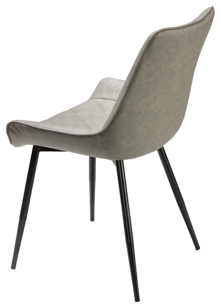 Cortesi Home Ellie Dining Chairs In Gray Faux Leather  Set Of 2   Midcentury   Dining Chairs   by CozyStreet  Houzz