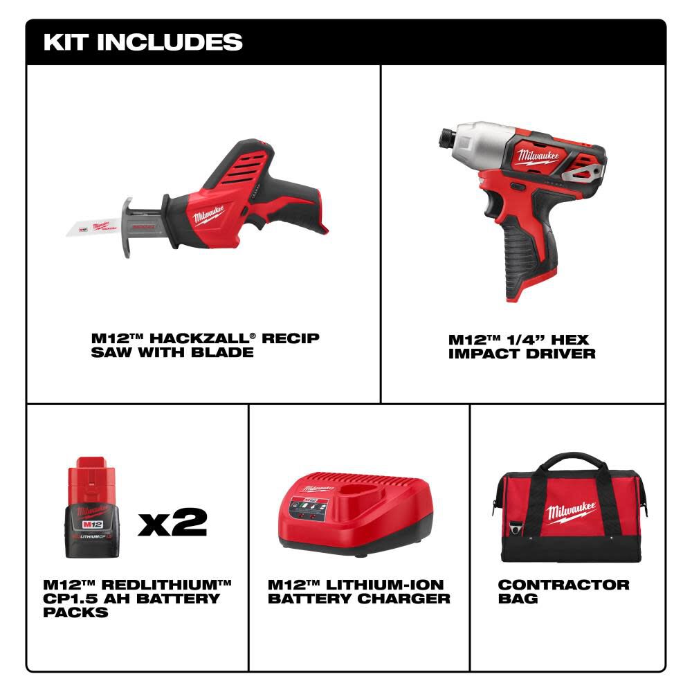 MW M12 Cordless Lithium-Ion 2-Tool Combo Kit 2491-22 from MW