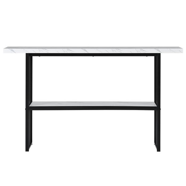 Console Table with 2 Shelves， Extra Long Entryway Table with Metal Frame