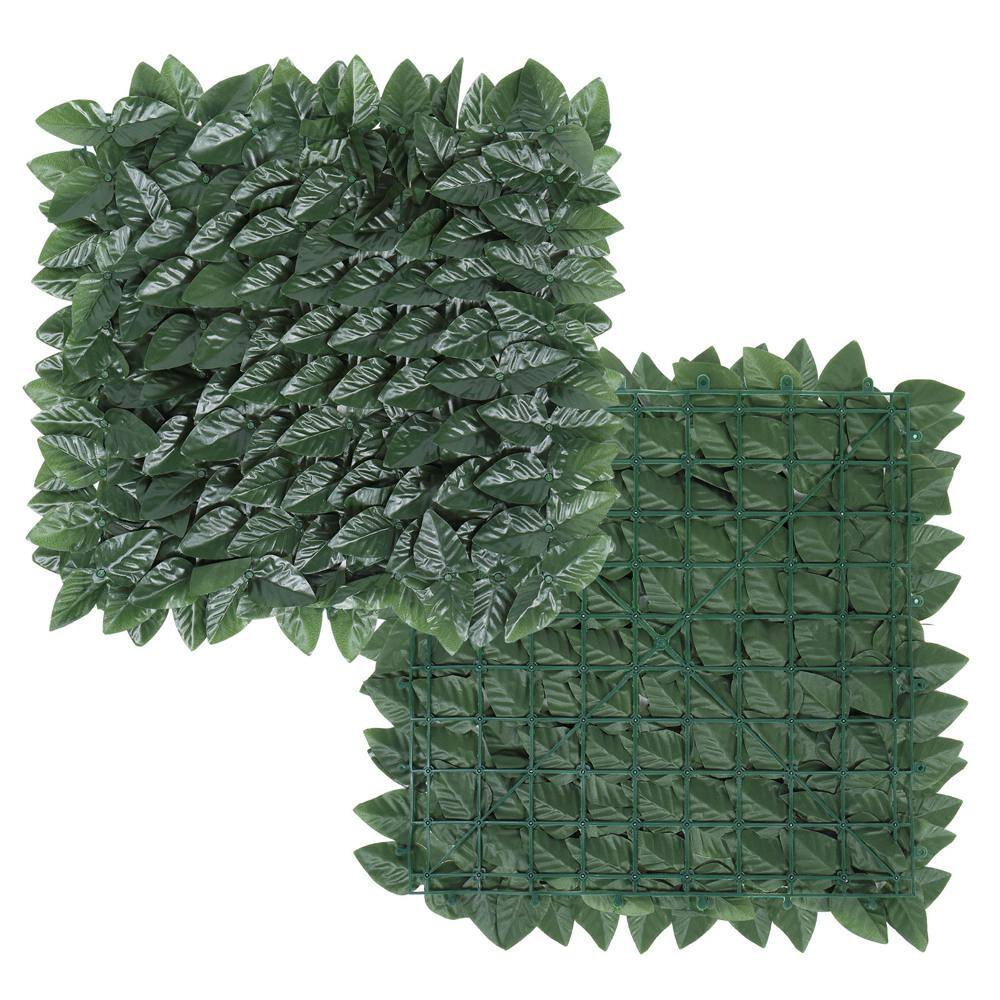 Afoxsos 196.8 in. x 19.68 in. Green Plastic Rectangular Outdoor Fence Peach Leaf Type (3-Pieces) SYHW126