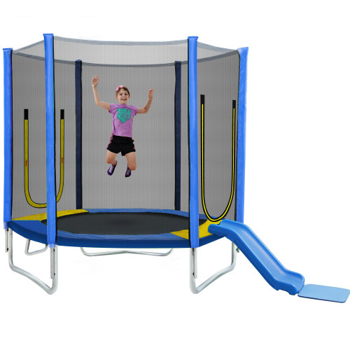 7FT Trampoline for Kids with Safety Enclosure Net ...