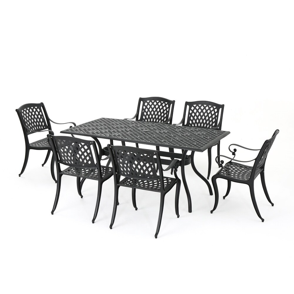 Cayman 7 piece Aluminum Outdoor Dining Set by Christopher Knight Home