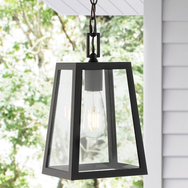 1 light Glendale Farmhouse Industrial Iron glass Outdoor Led Pendant Black clear Jonathan Y