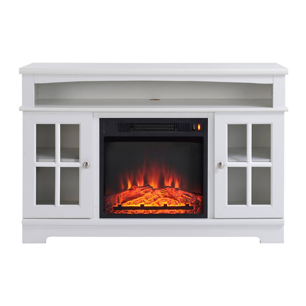 Homestar Zarate 44 in. Painted White Finish TV Stand With Fireplace Fits TV's up to 47 in. TV-190004-FPTHD