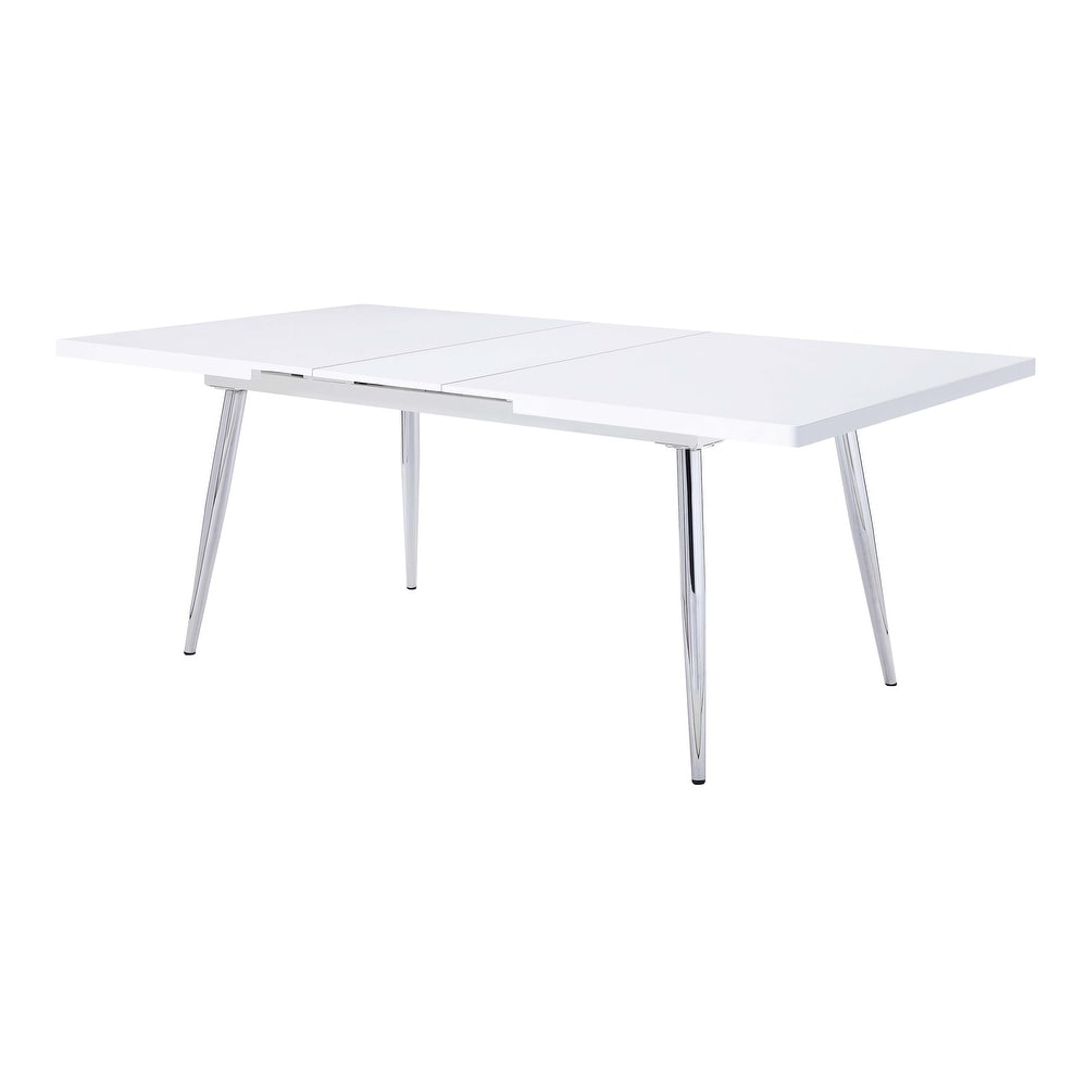 Malibu White High Gloss and Chrome Rectangle Dining Table