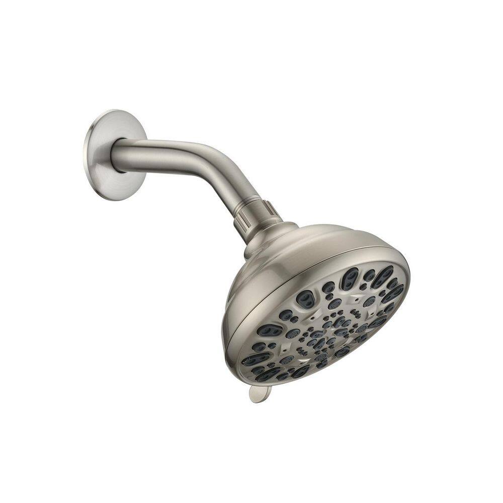 6-Spray Patterns 5 in. Single Wall Mount Handheld Shower Head in Brushed Nickel Koo-LQW1-7345