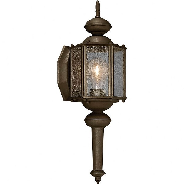 Progress Lighting Roman Coach 1 light Small Wall Lantern In Antique Bronze With Seeded Glass Shade