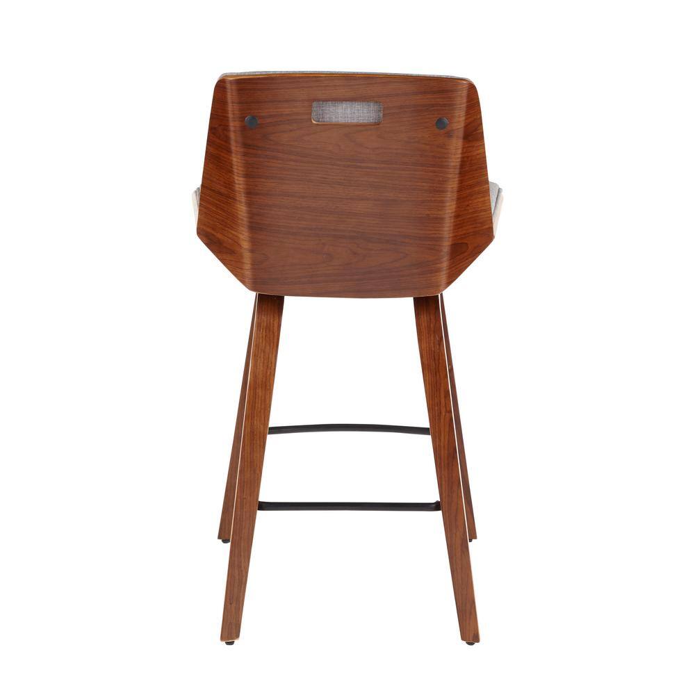 Lumisource Corazza Mid-Century Modern Walnut Wood and Light Grey Fabric Counter Stool B26-CRZZX WL+LGY