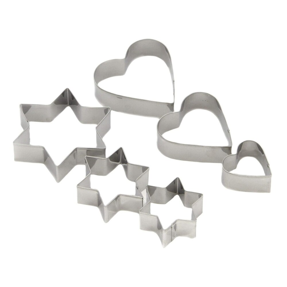 Chef Craft 6pc Stainless Steel Cookie Cutter Set   Star and Heart Shapes