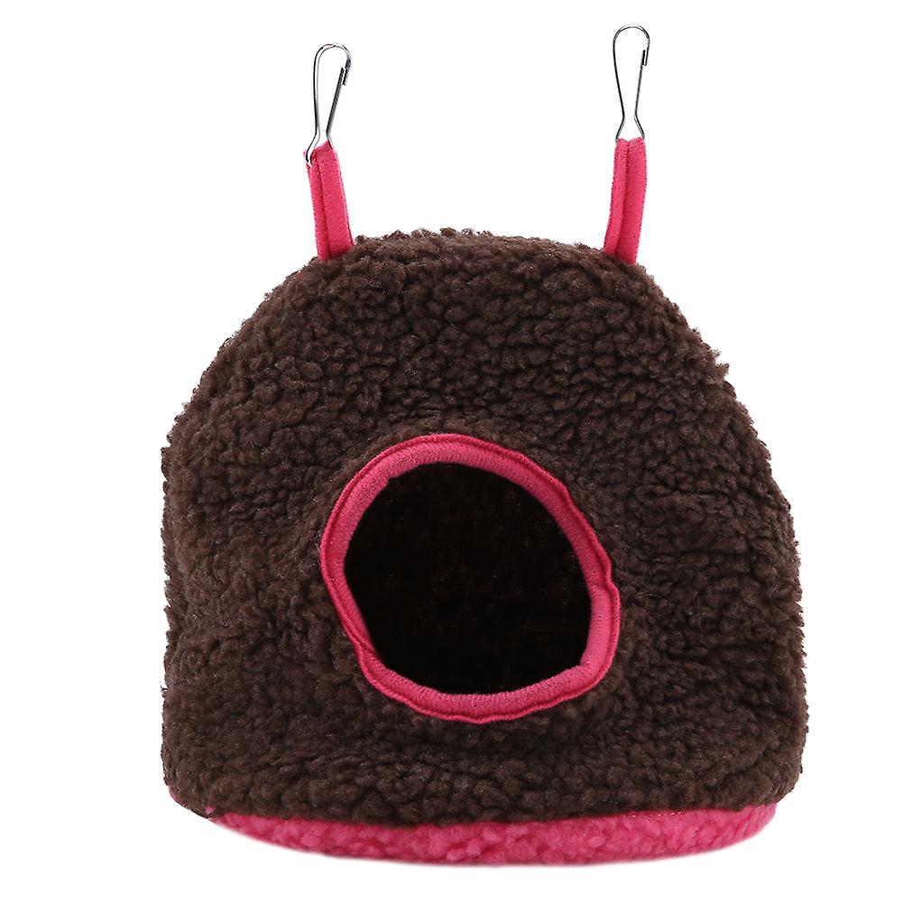 Parrot Nest Berber Fleece Warm Plush Hammock Hanging Swing Bed Cave For Pet Bird Dark Brown